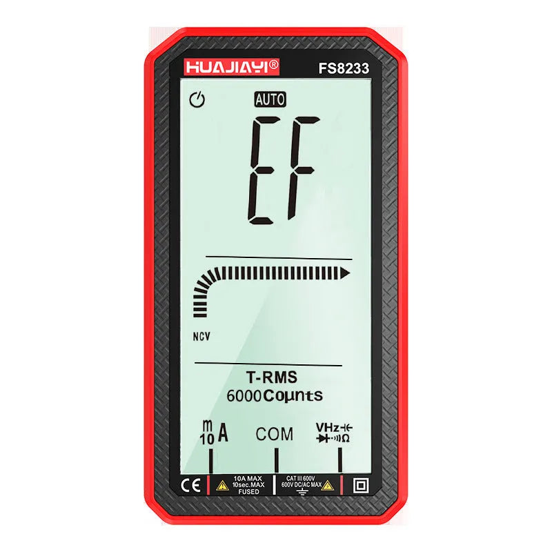 Handheld black or red digital multimeter with large screen display for electrical testing