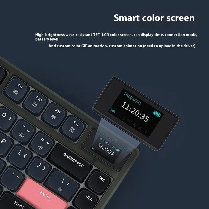 Ajazz AK832PRO mechanical keyboard in green or tea colour with compact 81-key layout