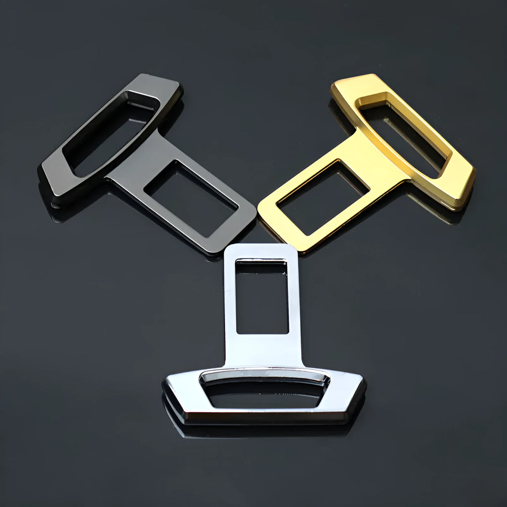 Metal car silencer insert shown in matte black, gold, and silver colour options.