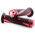 Set of motorcycle handlebar grip covers in aluminium alloy and black rubber for 22mm handlebars