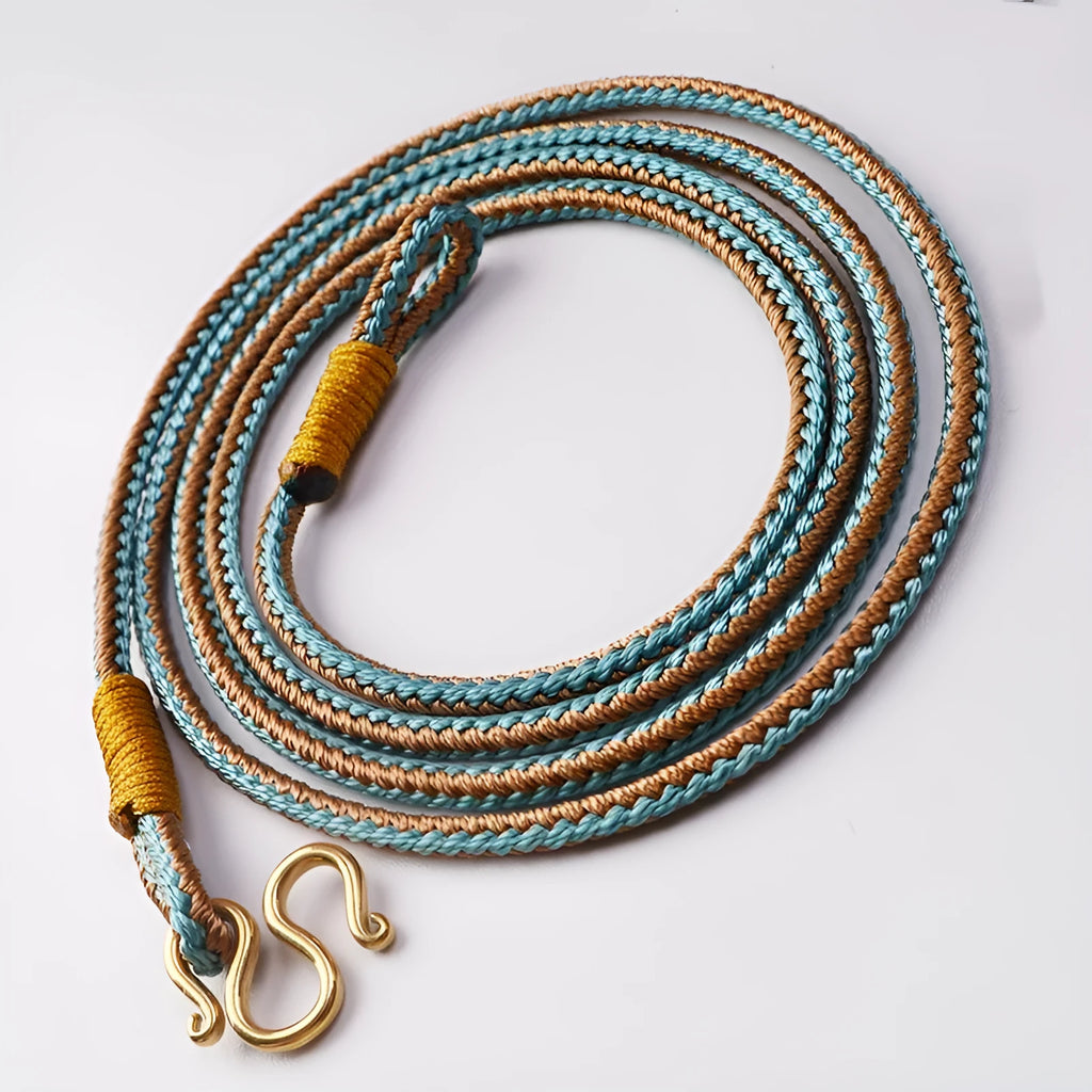 Tibetan Thangka Peace Buckle necklace with imitation pearl pendant containing mixed gem inlays