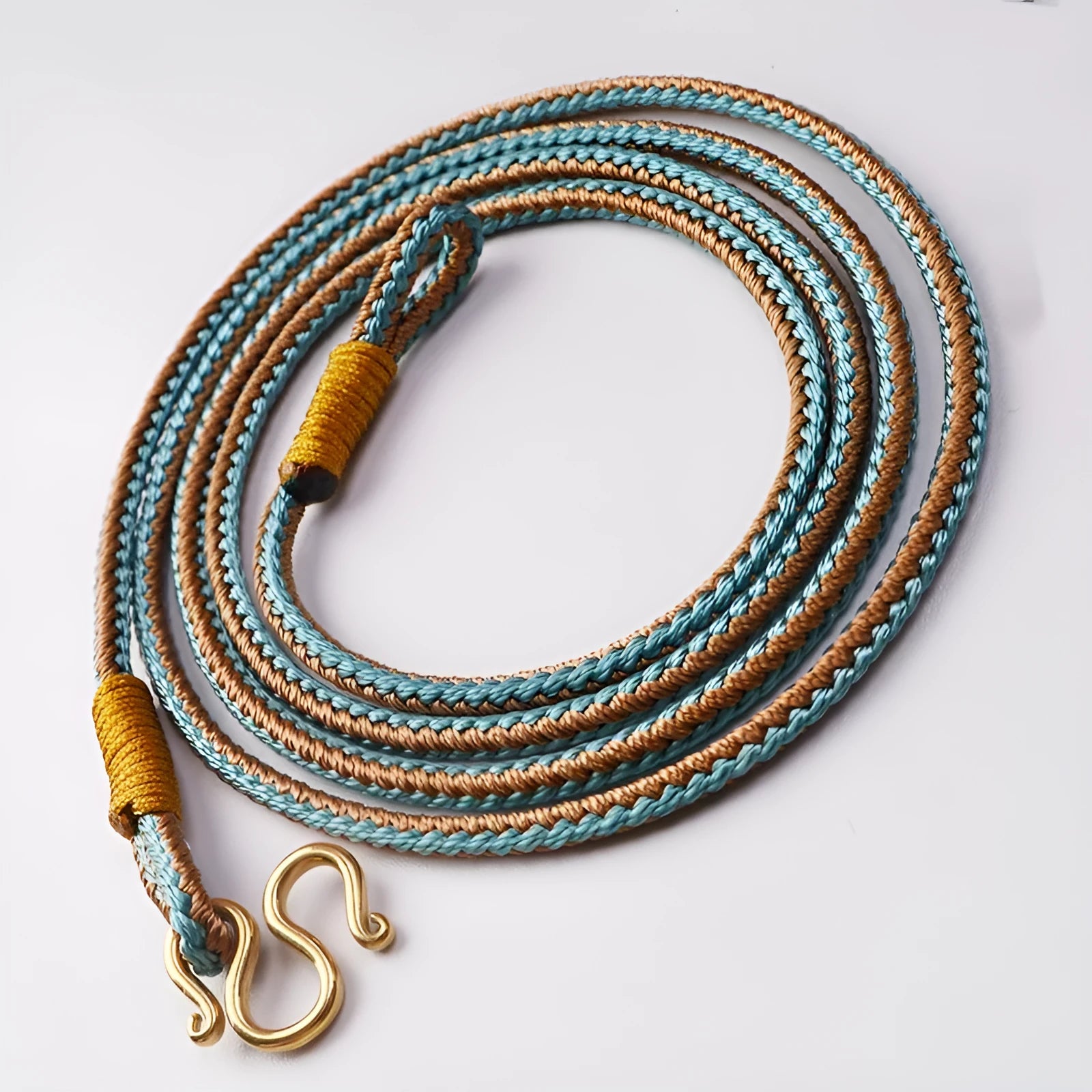 Tibetan Thangka Peace Buckle necklace with imitation pearl pendant containing mixed gem inlays