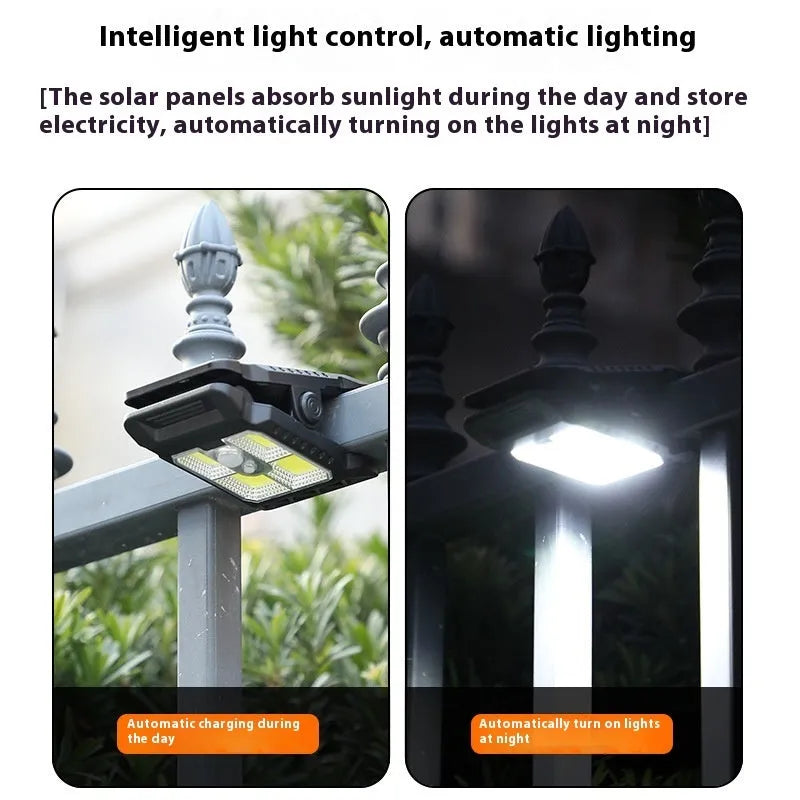 IP65 waterproof motion sensor clip lamp with compact ABS housing and clip mount.