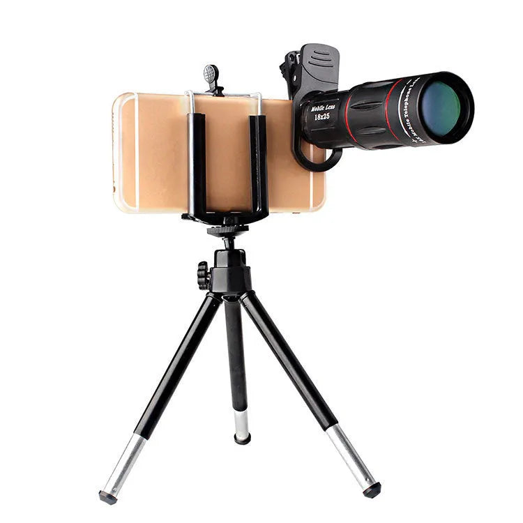 18X mobile telephoto lens with universal clip and flexible aluminium tripod for Samsung smartphones