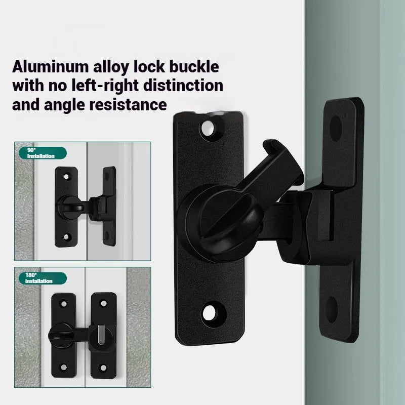 Aluminium alloy punch-free door latch with screws for 90 and 180 degree door openings