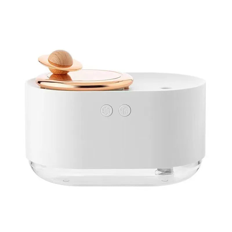Rotating planet USB humidifier with night light in green, pink, or white colours