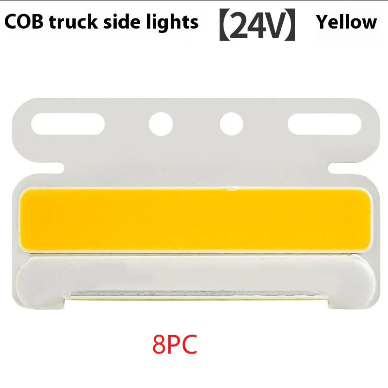 12V 24V COB LED truck side marker light in aluminium alloy housing, showing colour options.