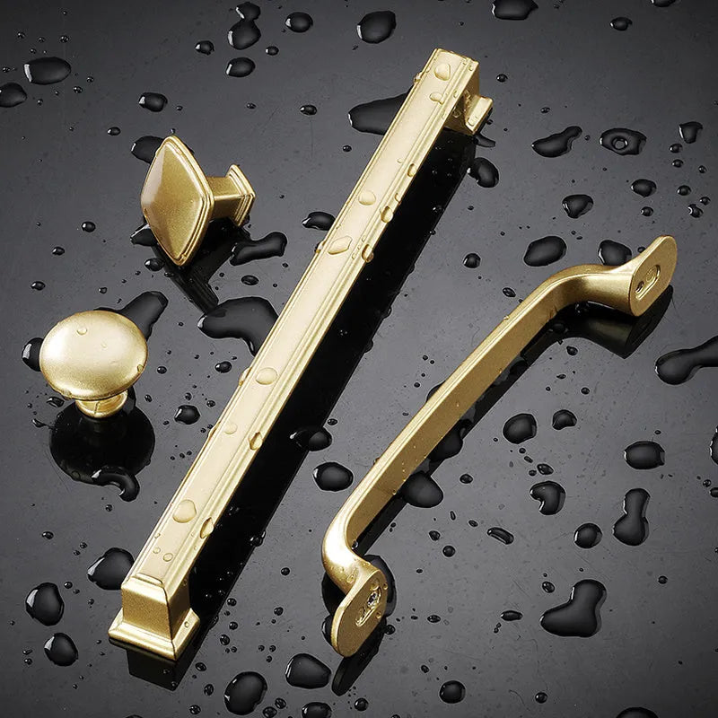 Gold aluminium alloy T-shape single hole cabinet door handle