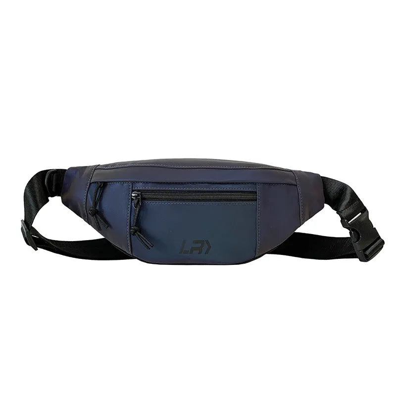 Blue reflective Oxford cloth cycling crossbody bag with open pocket and soft handle