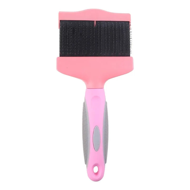 Double-sided pet brush with stainless steel pins and blue ABS handle