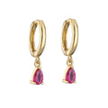 Women's drop-shaped earrings with micro inlaid zircon and colourful crystals, copper base, gold-plated finish