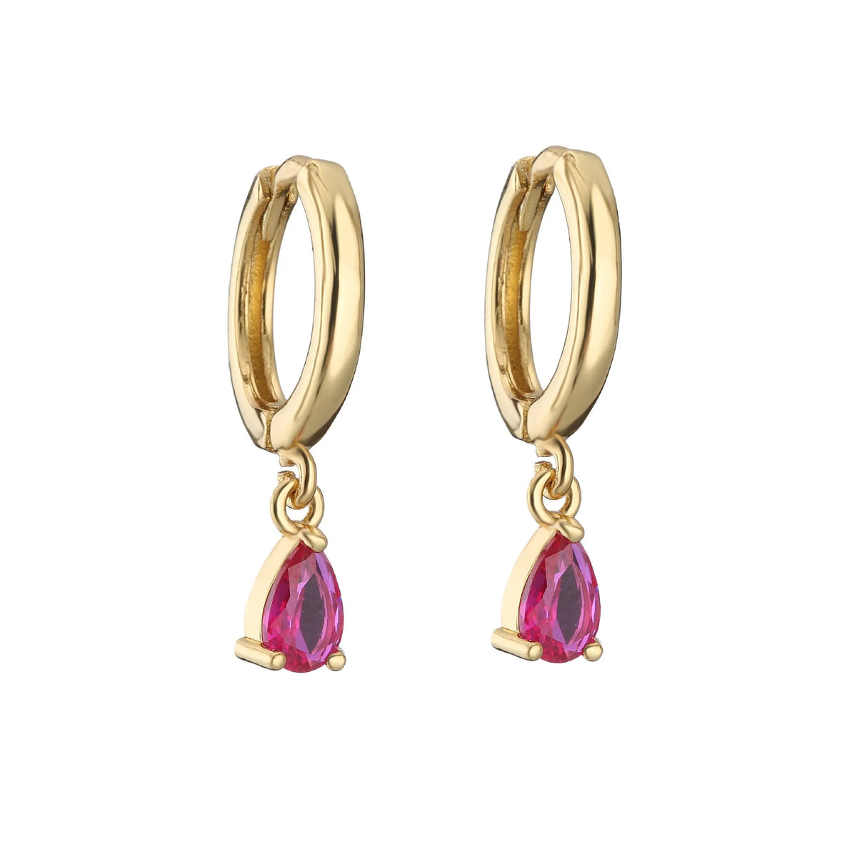 Women's drop-shaped earrings with micro inlaid zircon and colourful crystals, copper base, gold-plated finish