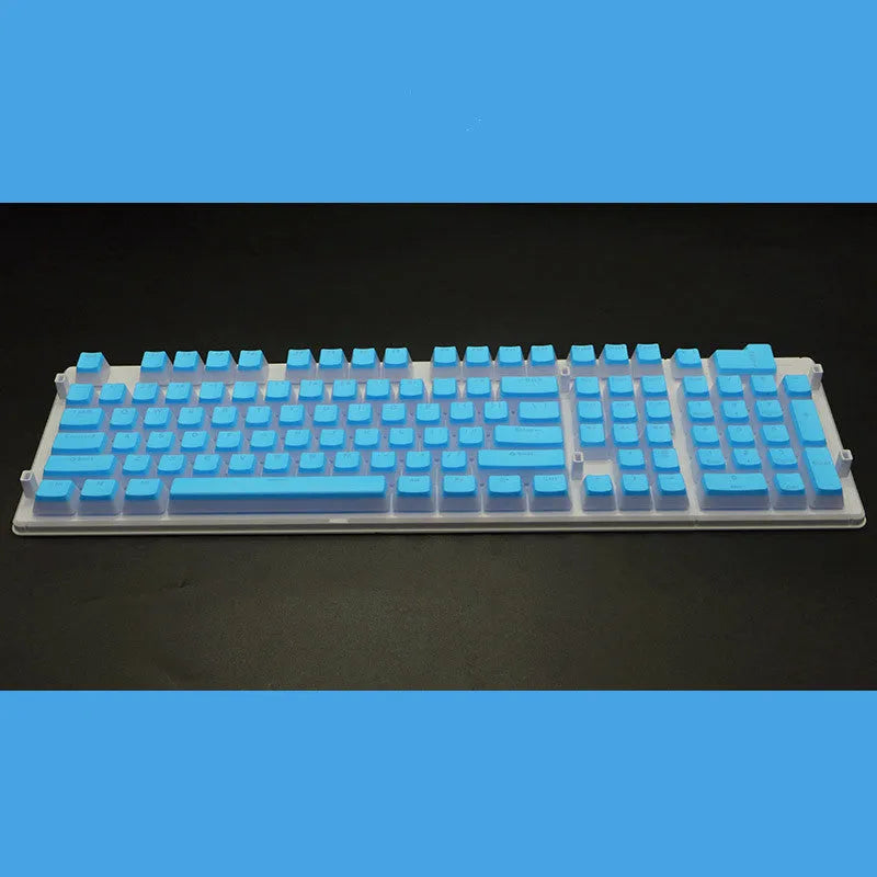 Set of 108 translucent pudding-style PBT keycaps for mechanical keyboards in assorted colours.