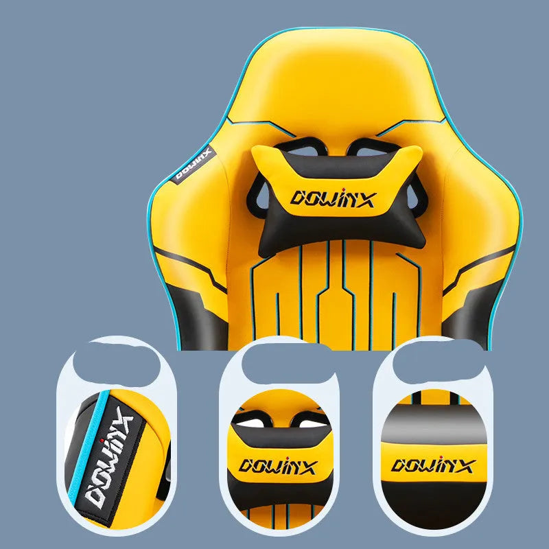 Dowinx Ls-6010 gaming chair with 4D armrests in black, grey, or yellow colours
