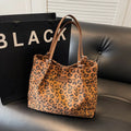 Leopard print suede shoulder bag with double straps, horizontal square shape, coffee and brown colour options
