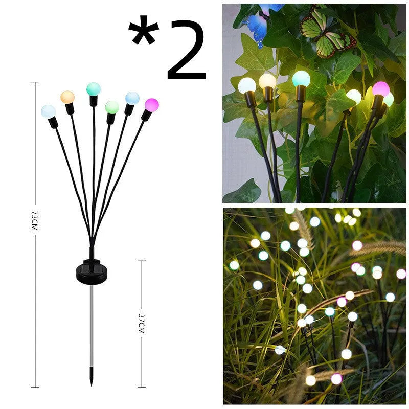 Solar-powered LED garden light with ground spike for soil installation in warm white or coloured lighting options