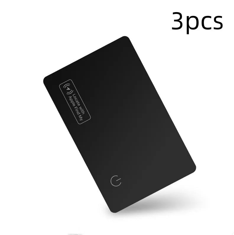 Black ultra-thin Apple anti-loss card with wallet-sized dimensions and MFI certification