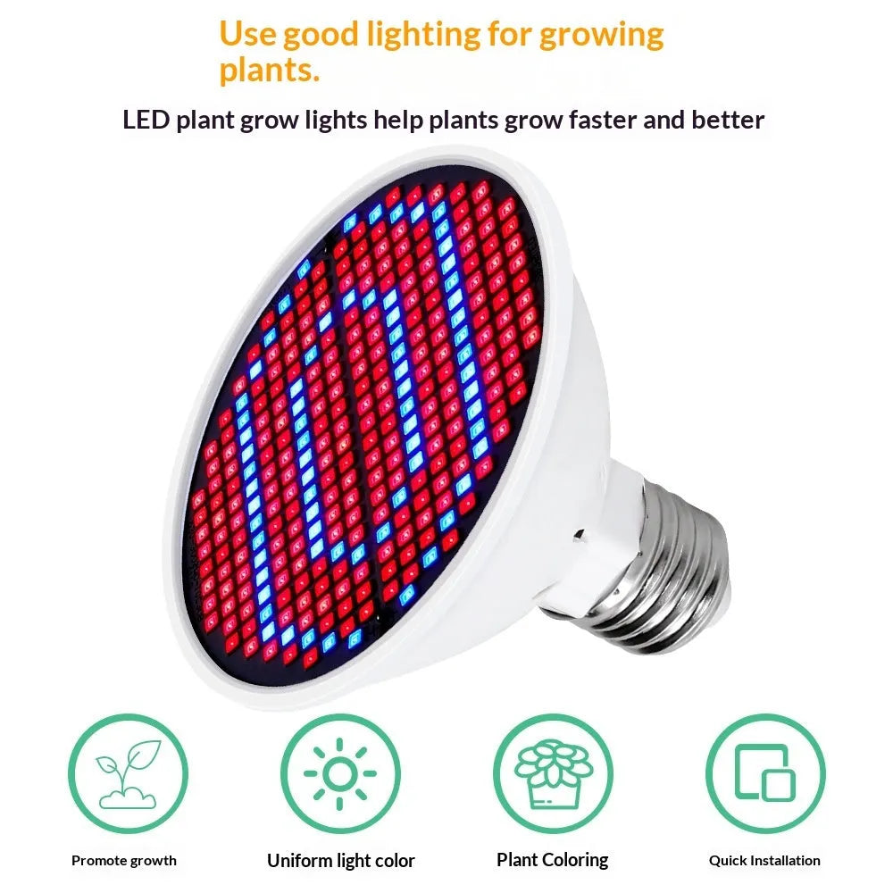 Red-blue spectrum plant growth fill light with 200 LED beads in PC shell