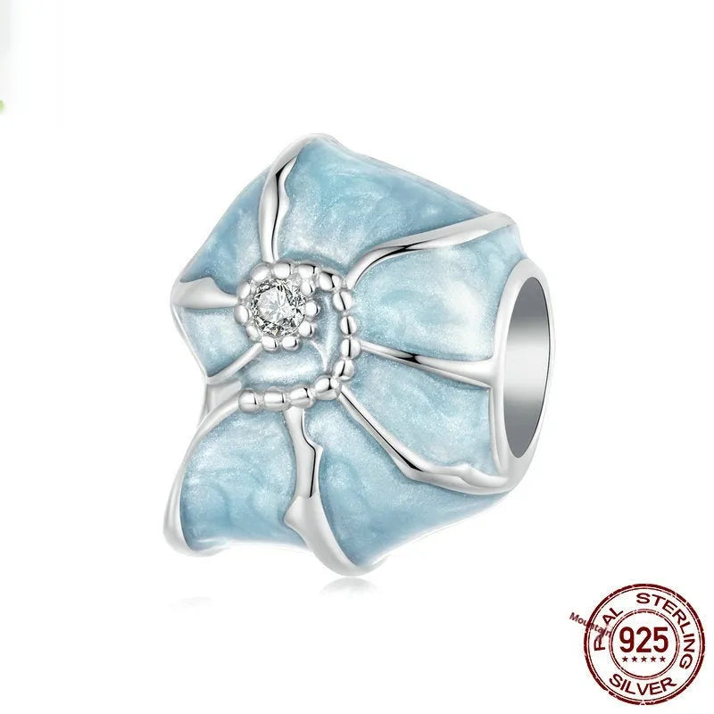 Ocean Wind Series 925 silver DIY bracelet beads with shell pattern and starfish element, 10x12mm size