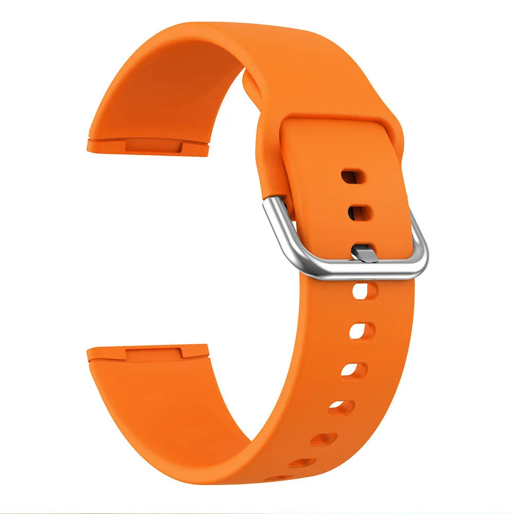 Solid colour silicone strap with silver buckle for Fitbit Versa 3 and Sense 2 watches