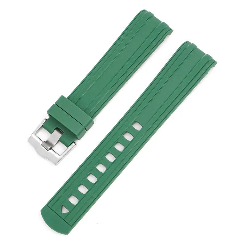Original style Apple Watch replacement strap in multiple colours with silver buckle, shown in 20mm and 22mm sizes.