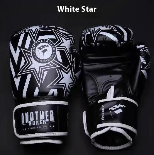 Professional children's boxing Sanda gloves in multiple colours with XINGX design, showing ounce sizing from 4oz to 14oz