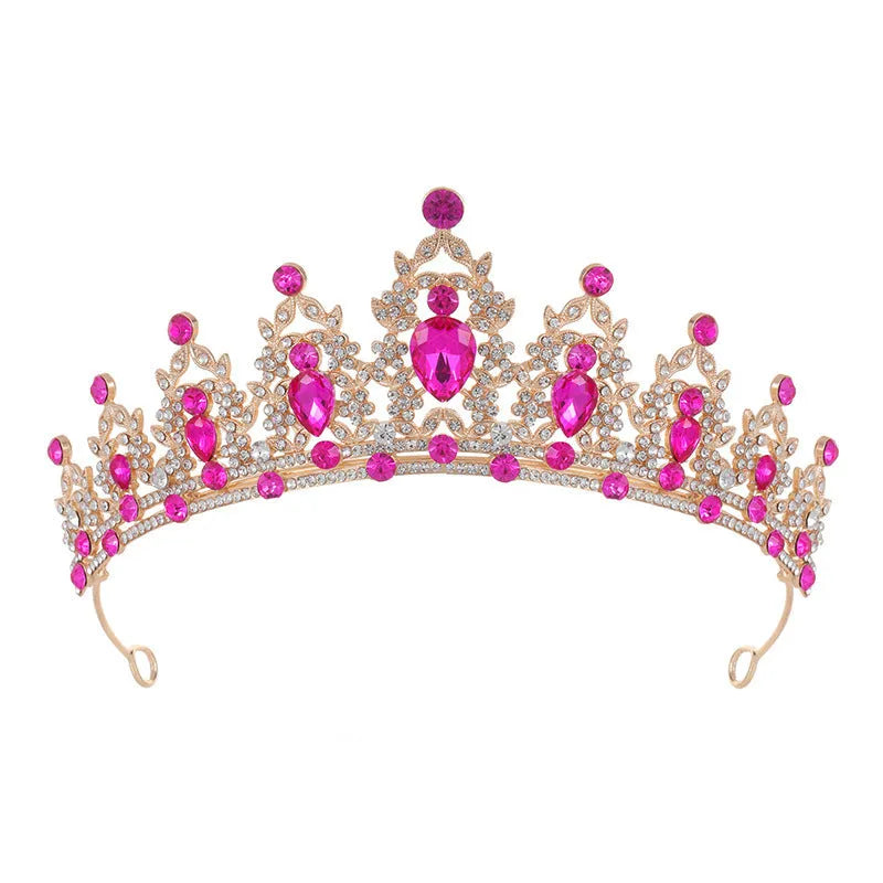 Baroque crown bride headdress with rhinestones in silver and gold colour options