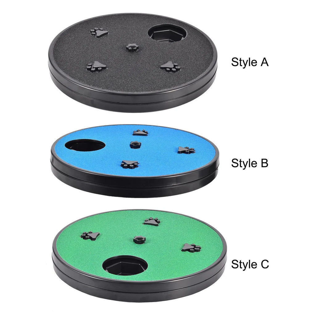 Dog nail grinder scratch pad with rotatable top, food compartments, and suction cup anti-slip base