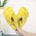 Women's cross open-toe fur slippers with patterned non-slip soles in multiple colour options