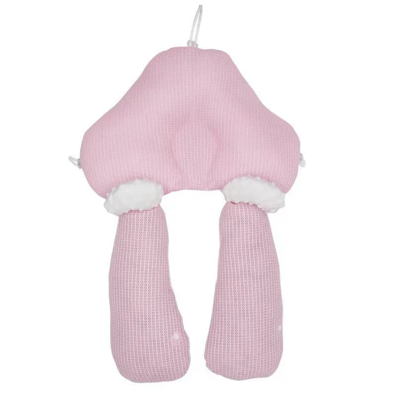 U-shaped baby head shaping pillow with detachable column in blue-white colour option