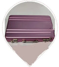 Metal card holder in black aluminium alloy showing slim 100x65x16mm profile on a desk