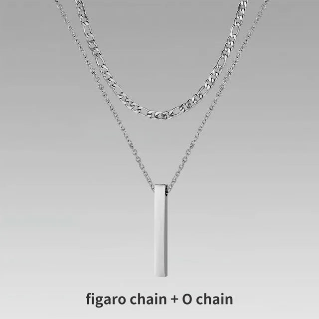 Crystal necklace for men with alloy silver pad finish in European American style