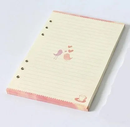 Coloured A5 A6 binder filler paper sheets with various page styles for planners and diaries