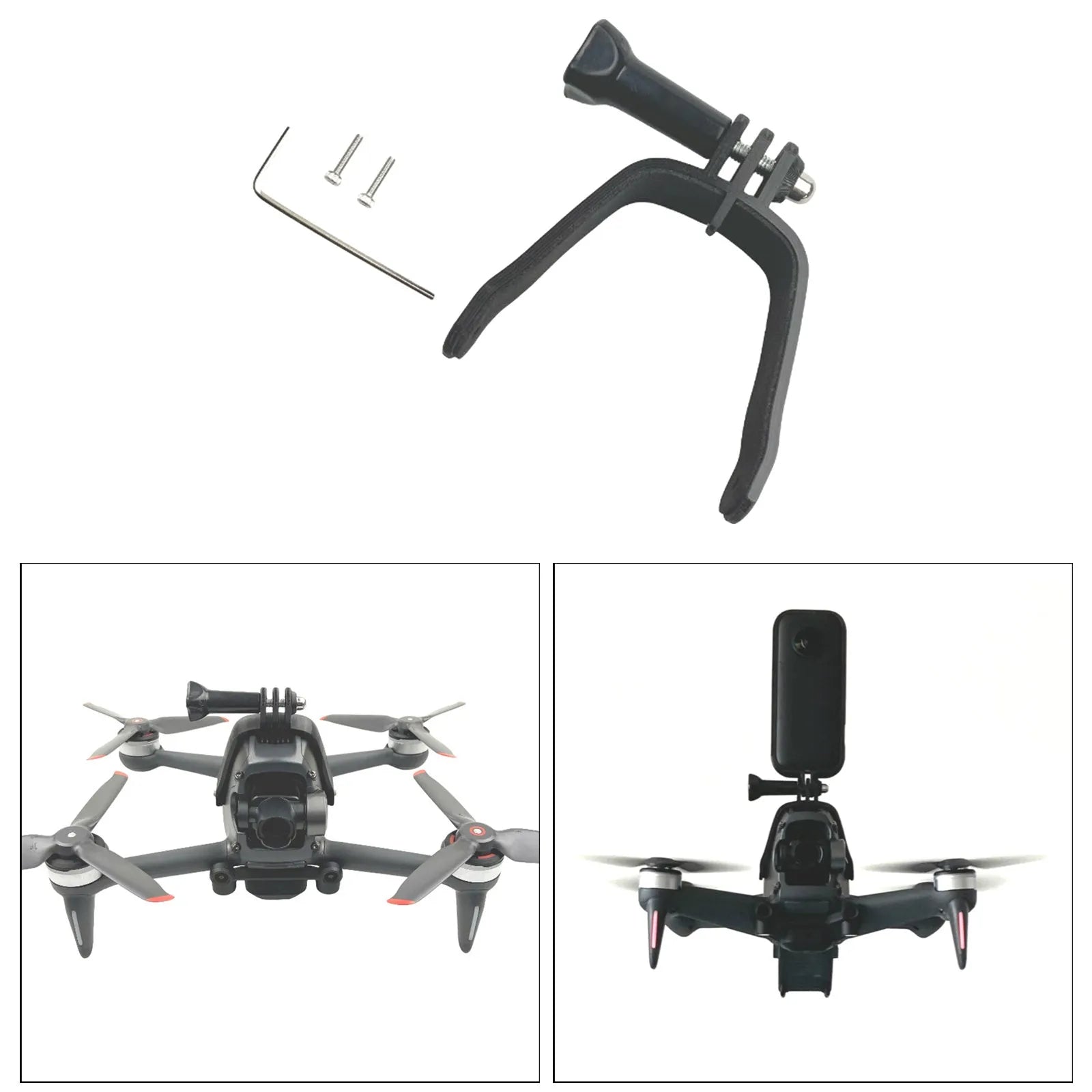 3D printed FPV drone top expansion bracket with soft sponge padding for GoPro-compatible camera mounting