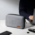 Grey polyester Japanese style cylindrical storage bag for data cables and accessories