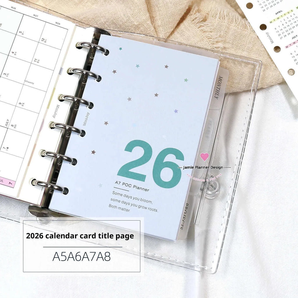 2026 calendar cards fold set with monthly layout for hand account planner inserts