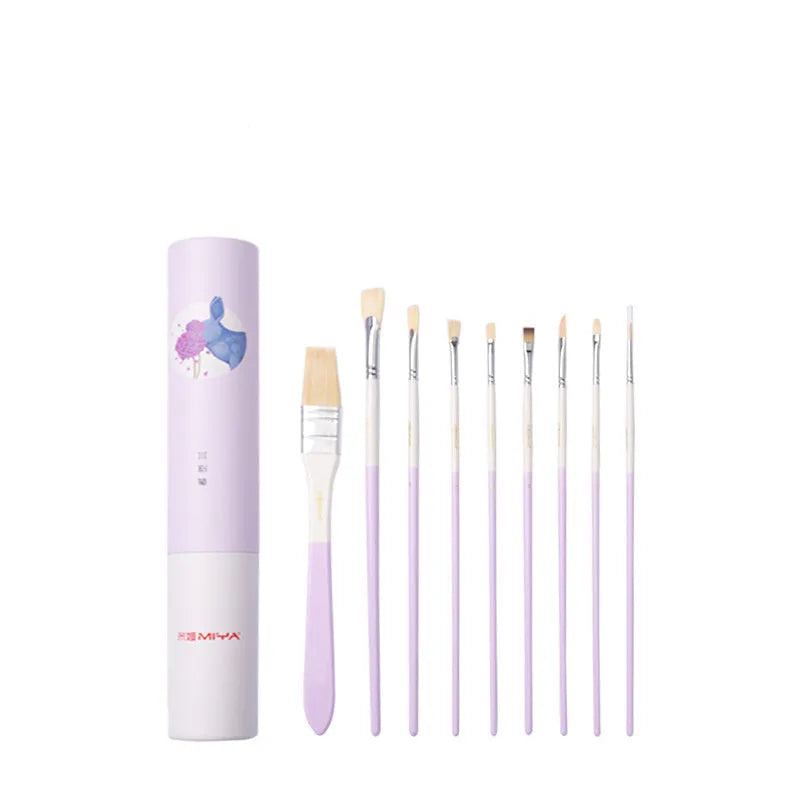 Acrylic gouache paint brush set with fan-shaped brushes, wide brush, eyeliner brush and chalk for watercolour, acrylic and oil painting