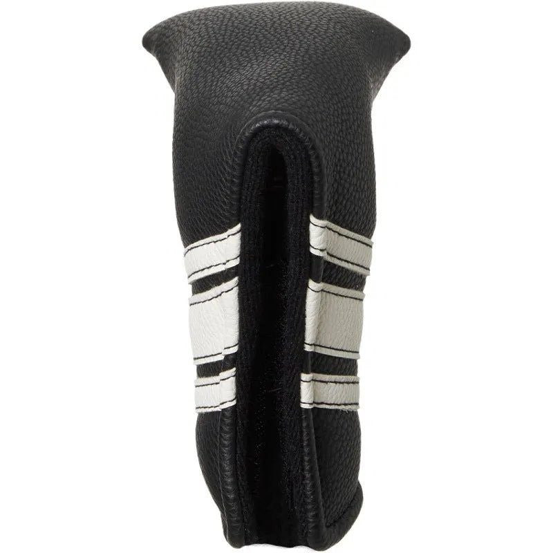 Black PU leather golf club head cover and push rod protective sleeve