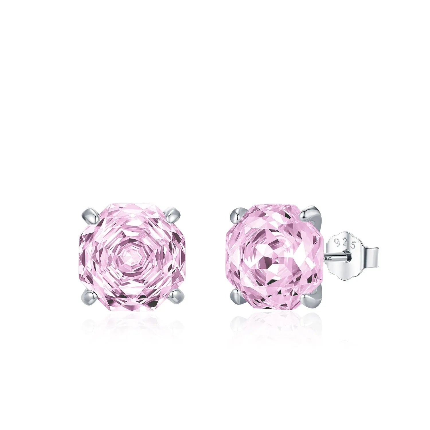 S925 sterling silver rose stud earrings for women in 6mm and 8mm sizes with floral design