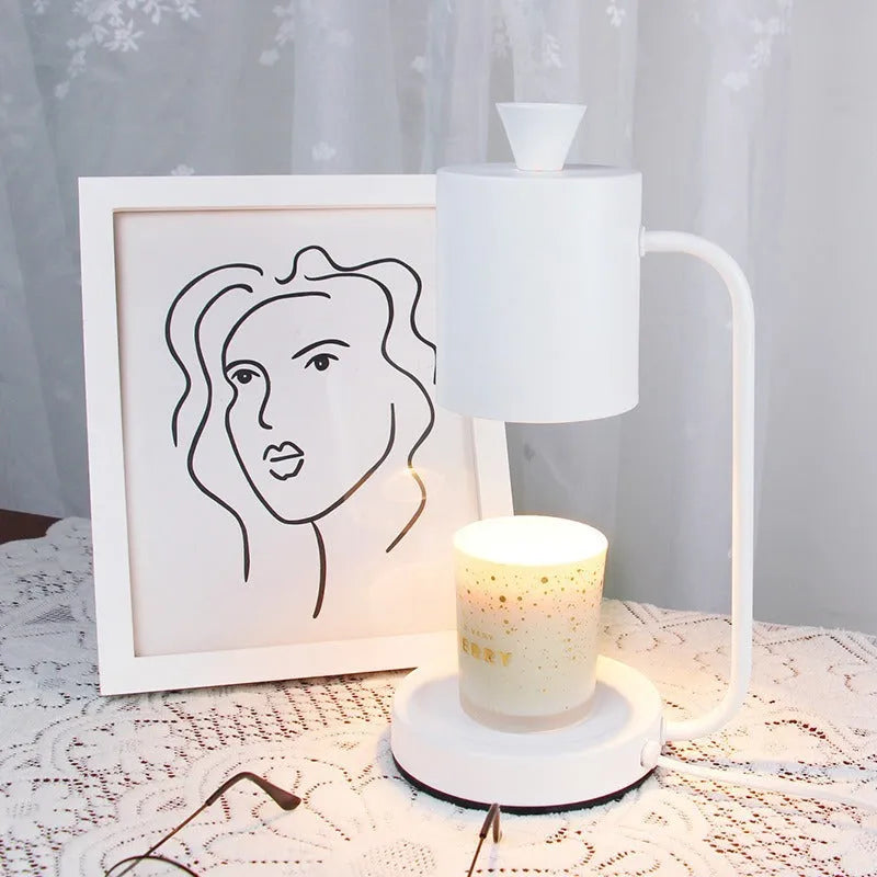European-style metal melting wax lamp with dimmer switch in white finish