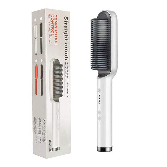 Red dual-purpose hair straightener and curling tong with tourmaline ceramic plates