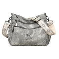 Fashion shoulder bag for women large capacity soft textured PU tote in contrast colours gray beige brown blue
