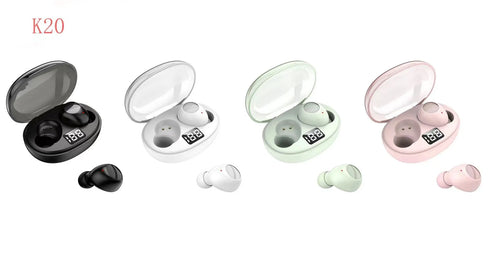 Black sports TWS Bluetooth earbuds with touch controls, shown in a charging case.