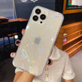 Transparent silicone iPhone case with laser love design for models 7 to 14 Pro Max