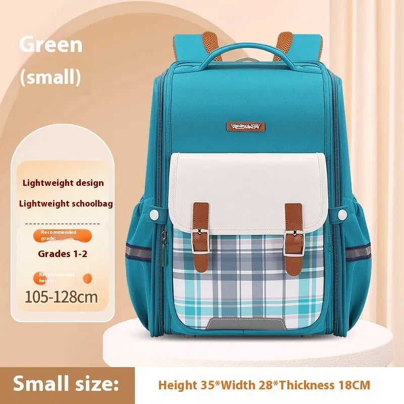 Lightweight Oxford cloth school backpack in navy blue, shown in a modern style for student use.