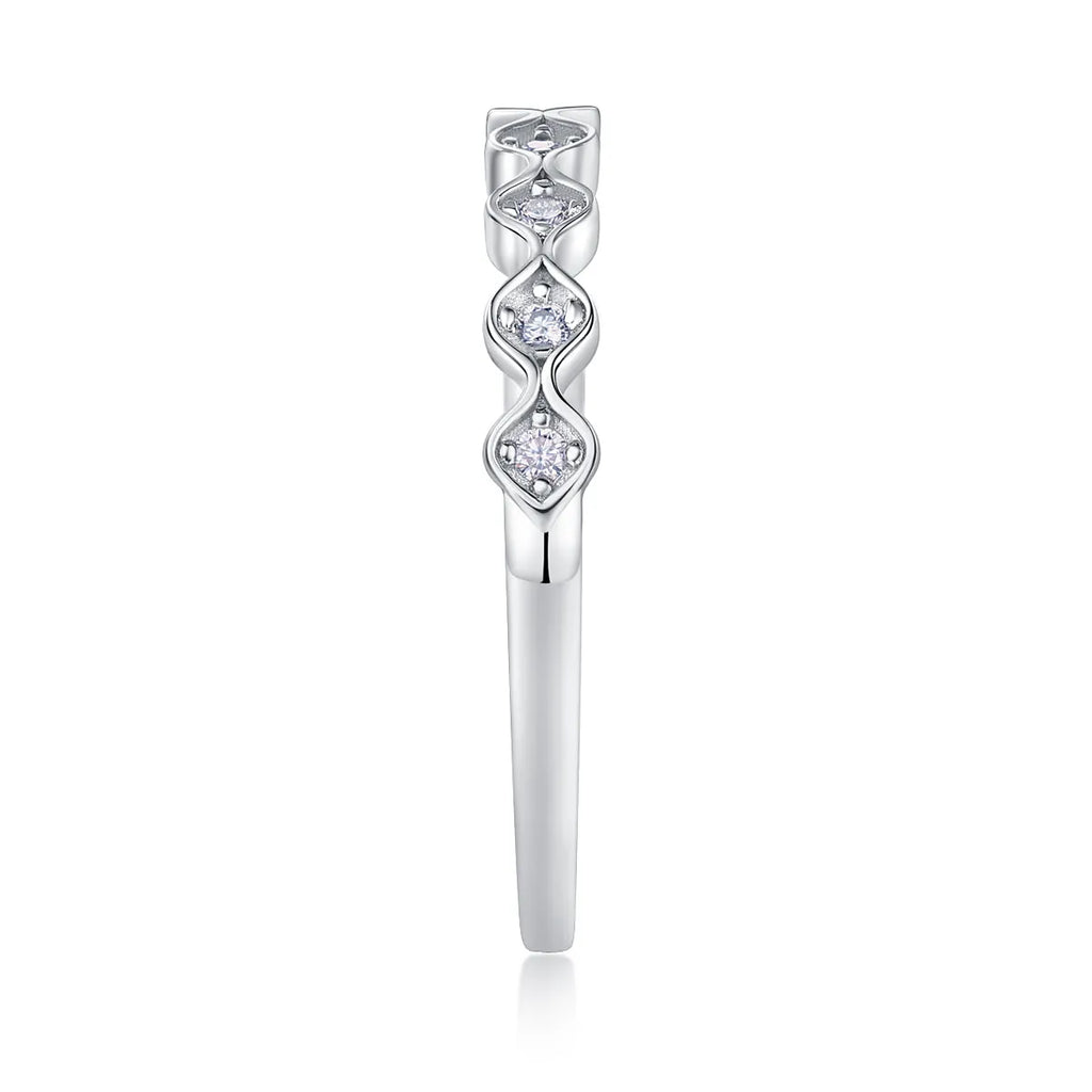 Moissanite wedding ring set S925 silver platinum-plated, under 0.1 carat, ring size 7, in gift box