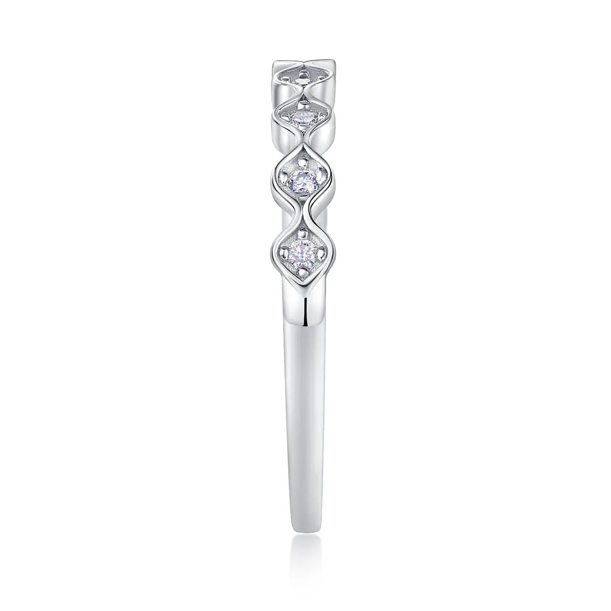 Moissanite wedding ring set S925 silver platinum-plated, under 0.1 carat, ring size 7, in gift box