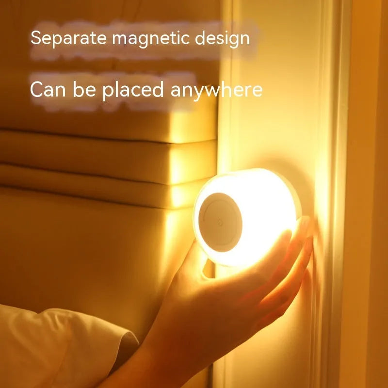 Fast charging wireless charger table lamp two-in-one with white finish, featuring 15W charging pad and warm night light on a wooden desk