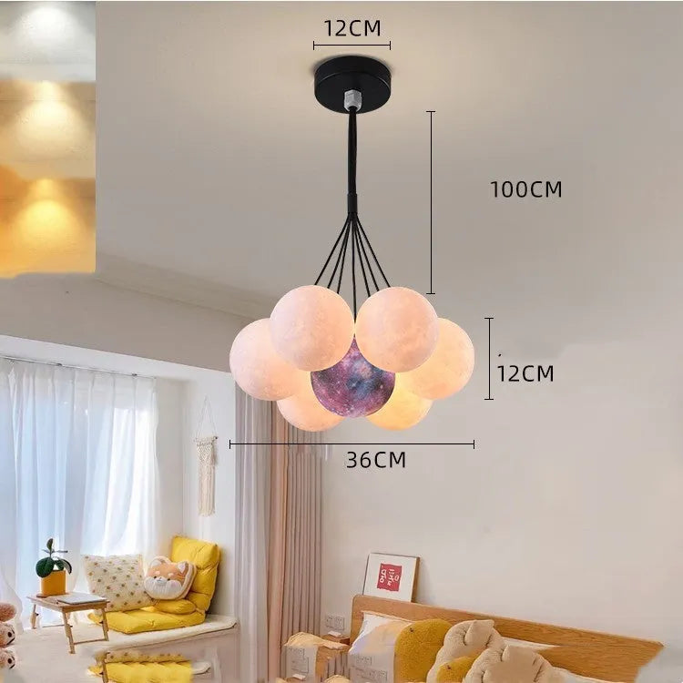 Nordic fish-shaped chandelier with moon bubble design in gold and black colour options