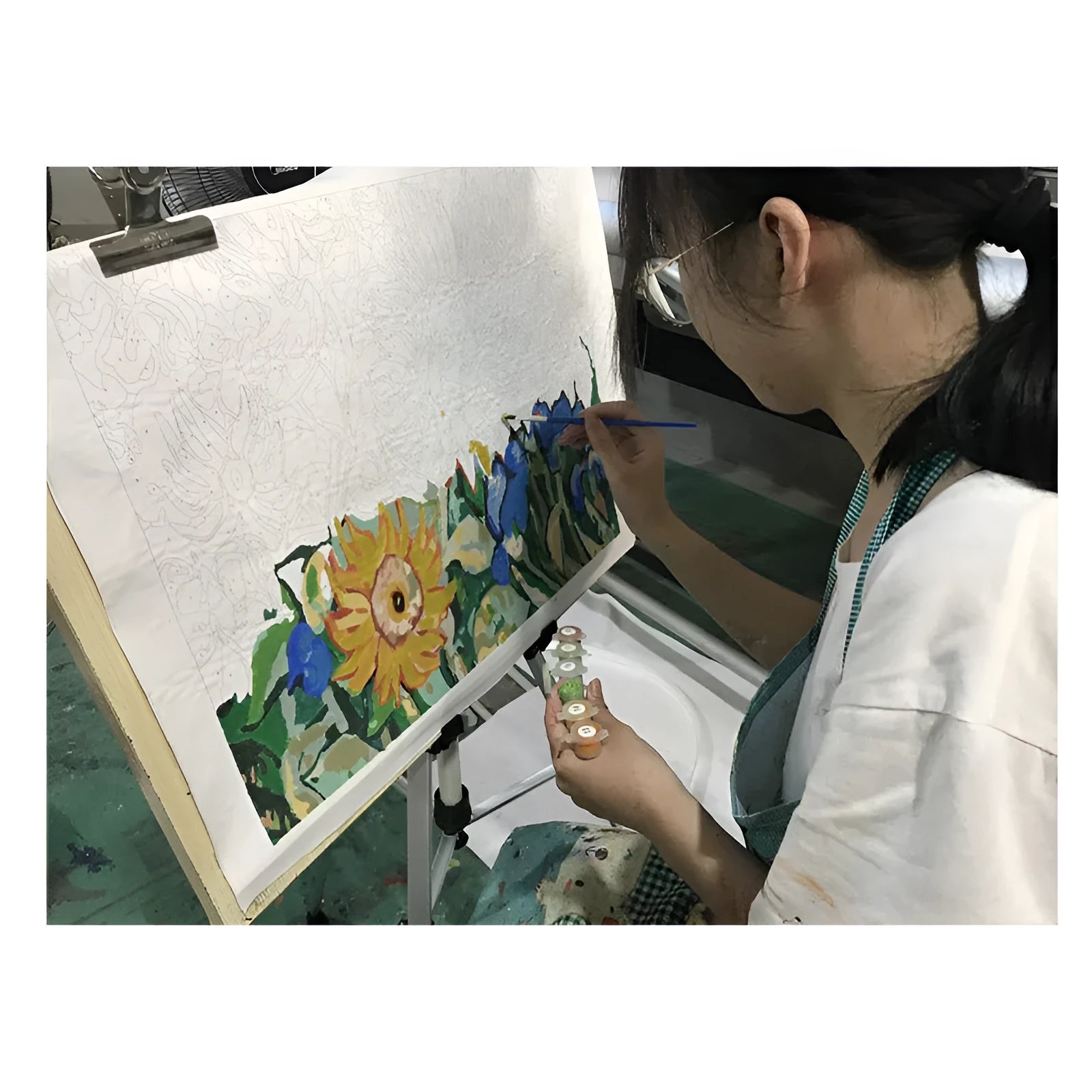 40x50cm DIY manual decompression digital painting kit with canvas, three brushes, and hooks